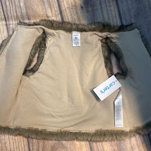 Carters Brown Fur Vest toddler 3t - Picture 2 of 4
